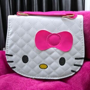 Hello Kitty White Patent Argyle Crossbody Purse Embroidered Sanrio Shoulder Bag